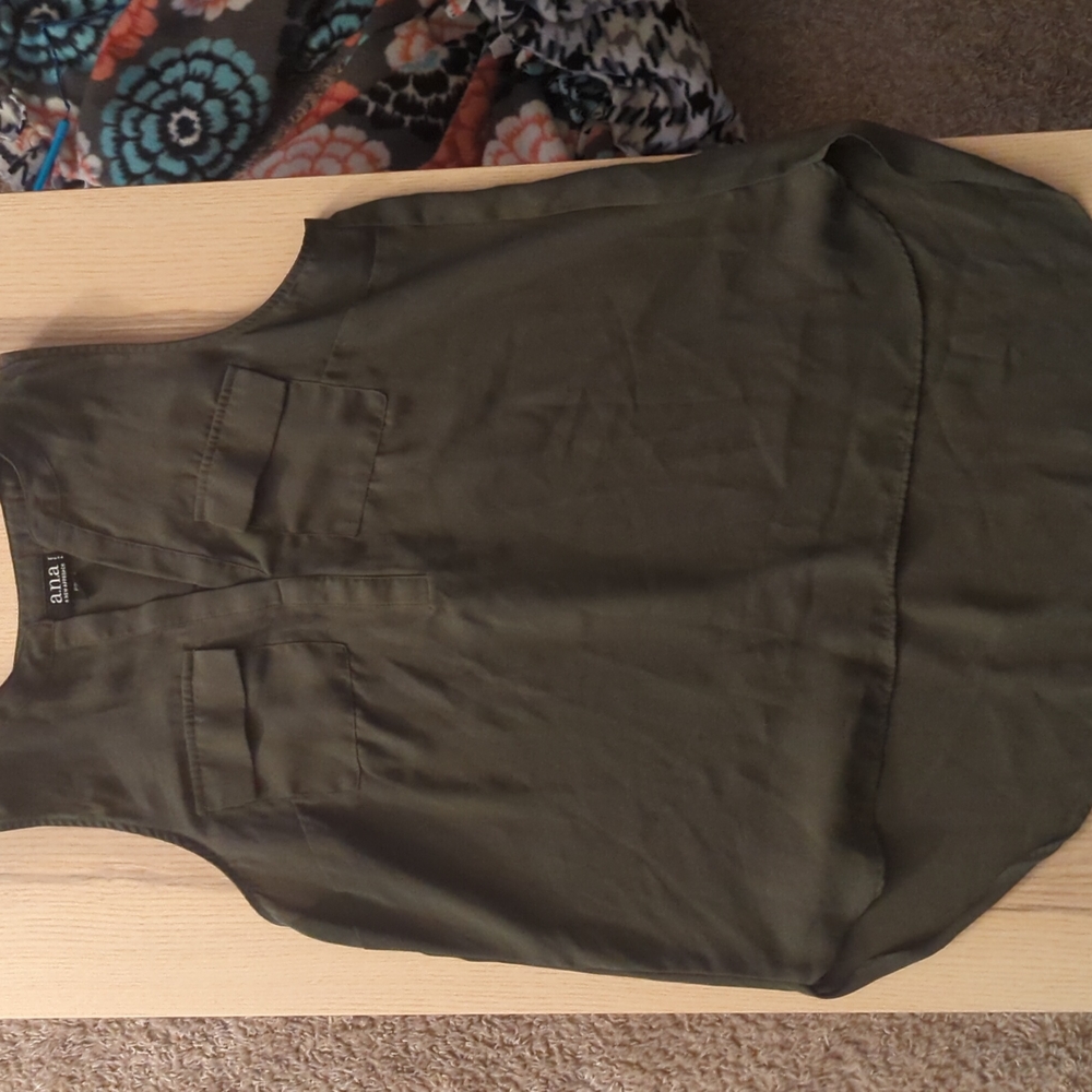 Army green satin tank top